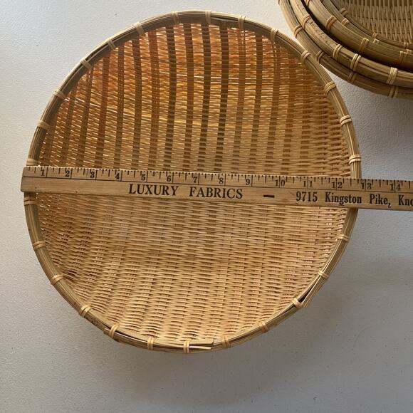 6 Nesting Brown Rounded Woven Wicker Rattan Basket Vegetable Fruit Boho Country - Picture 9 of 15